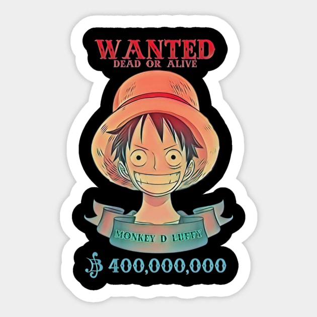 Wanted "DEAD OR ALIVE" Monkey D Luffy Sticker by MACIBETTA